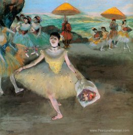 Danseuse avec un bouquet s'inclinant