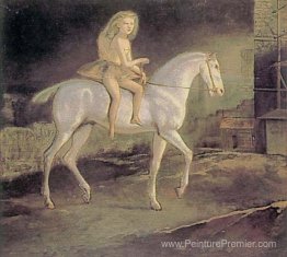 Fille sur un cheval blanc