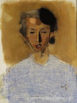 Portrait d'une fille en bleu et marron (Inez)