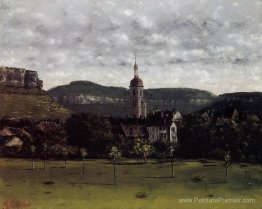 Vue d'Ornans et de son clocher d'église