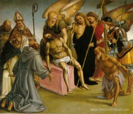 Lamentation sur le Christ mort avec les anges et les saints