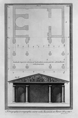 Plan et élévation du deuxième temple toscan vitruvuus