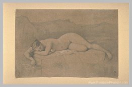 Femme nue allongée sur un rocher