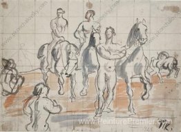 Croquis de la composition pour la peinture «Baignage Cavalerie»