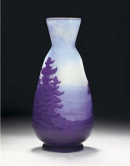 Vase de paysage en verre camée