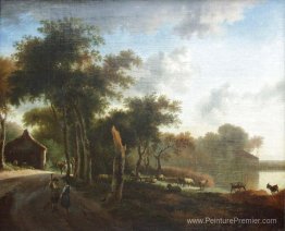 Paysage avec des bergers