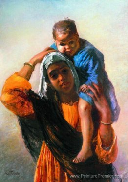 Femme orientale avec un enfant