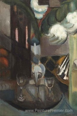 Une nature morte avec une carafe et des lunettes