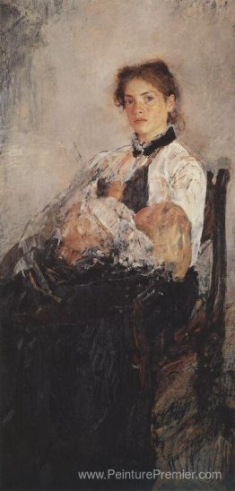 Portrait de Nadezhda Derviz avec son enfant