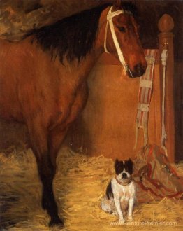 Aux écuries, aux chevaux et au chien