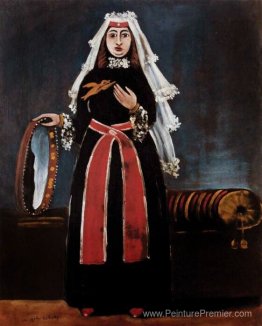 Femme géorgienne avec du tambourin