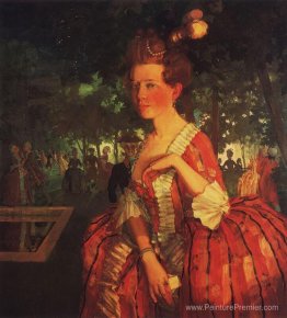 Une jeune fille dans une robe rouge (fille avec une lettre)