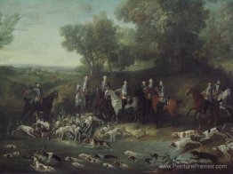 Louis XV Hunting Deer dans la forêt de Saint-Germain