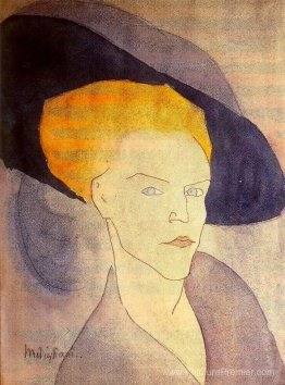 Tête d'une femme avec un chapeau