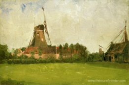 Moulin à vent dans la campagne néerlandaise