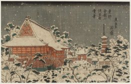 Scène de neige au temple Sensô-ji à Kinryûzan dans la capitale o