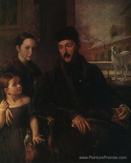 Portrait de D. P. Voyeikov avec sa fille et la gouvernante Mlle