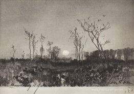 Paysage avec lune