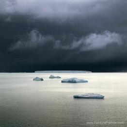 Cinq icebergs (mer de Wedell, Antarctique)