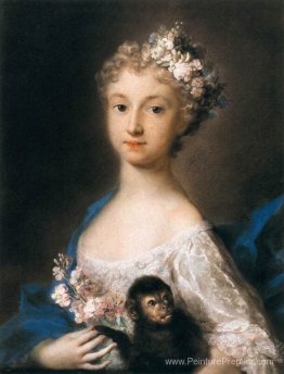 Jeune fille tenant un singe