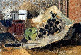 Nature morte avec du verre et des raisins