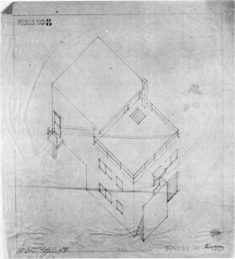 Dessin axonométrique de la maison à Meudon