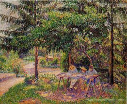 Enfants dans un jardin à Eragny