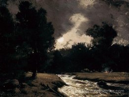 Ruisseau se précipitant au clair de lune