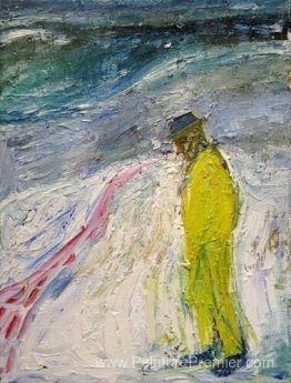 Homme marchant dans la neige