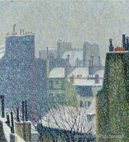 Les toits de Paris dans la neige