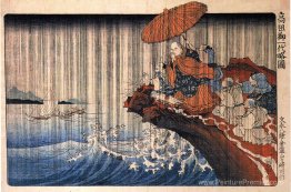 Prêtre Nichiren priant sous la tempête