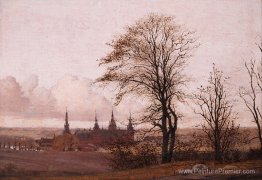 Paysage d'automne, château de Frederiksborg au milieu