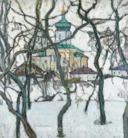 Scène d'hiver avec l'église