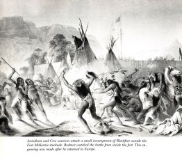 Assiniboin et Cree Warriors attaquent Blackfeet