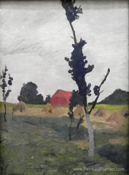 Paysage worpsweder avec maison rouge