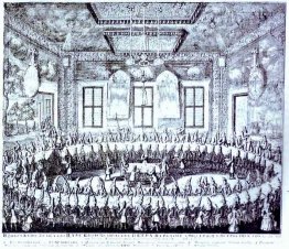 La fête du mariage de Peter I et Catherine dans le palais d'hive