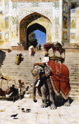 Éléphant royal à la porte d'entrée du Jami Masjid, Mathura