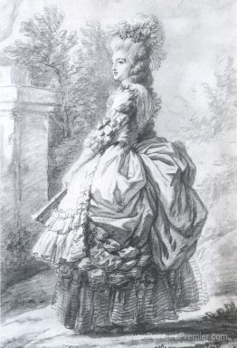 Marie Antoinette marchant dans un jardin