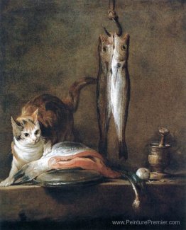 Nature morte avec chat et poisson