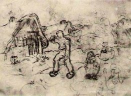 Croquis d'un chalet et des chiffres