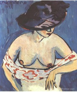 Femme à moitié nue avec un chapeau