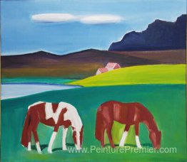 Deux chevaux dans un paysage