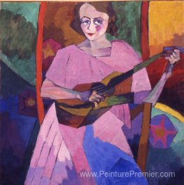 Femme avec de la guitare