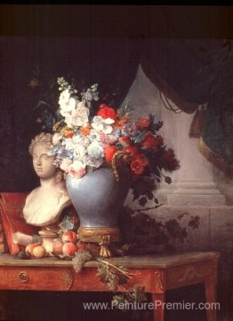 Vase de fleurs avec un buste de flore