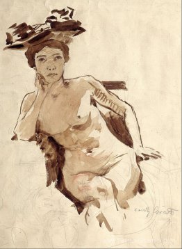 Semi-nude femelle avec un chapeau