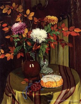 Chrysanthèmes et feuillage d'automne