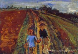 Deux enfants sur une route