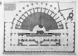 Plan au sol du rez-de-chaussée du théâtre et la scène de l'écuri