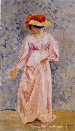 Portrait de Jeanne dans une robe rose