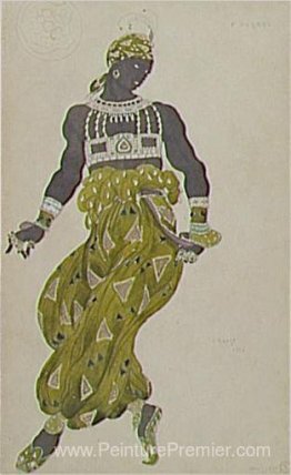 Costume de sgéhérazade de dessin d'or nègre, Ballet Diaghilev